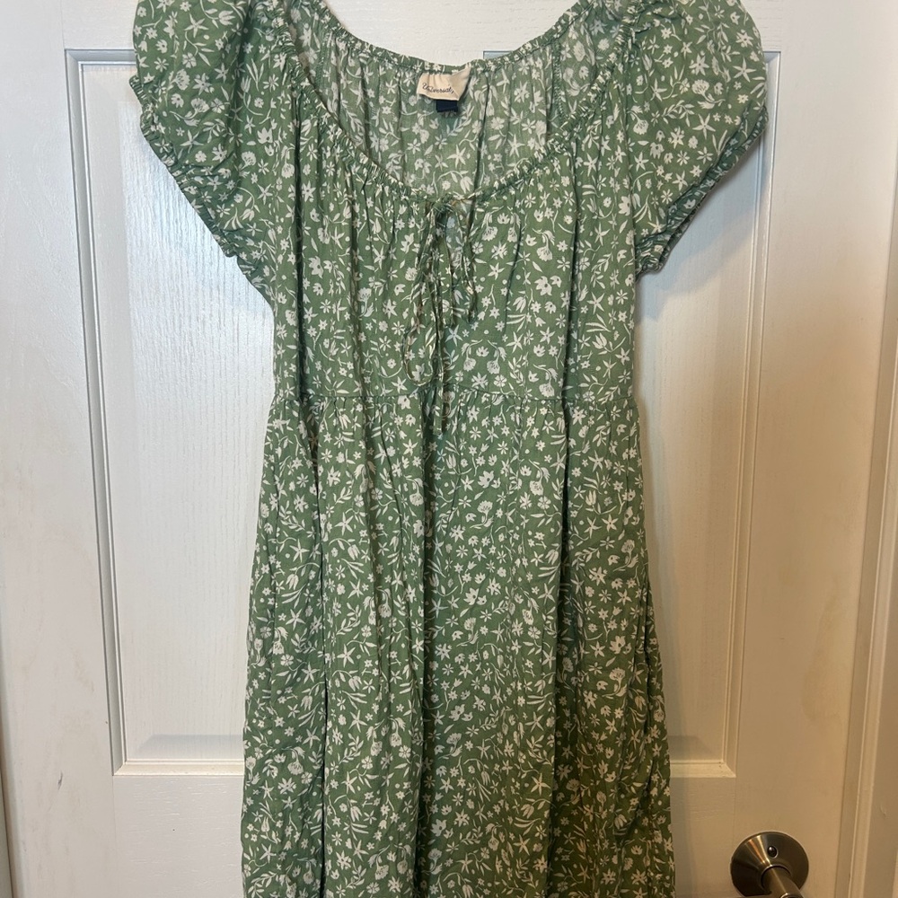 Universal Thread Green Tie Front Ruffled Sundress